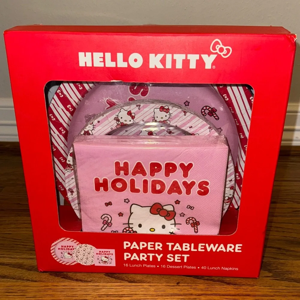 Hello Kitty Festive Paper Tableware Set - Red and Pink